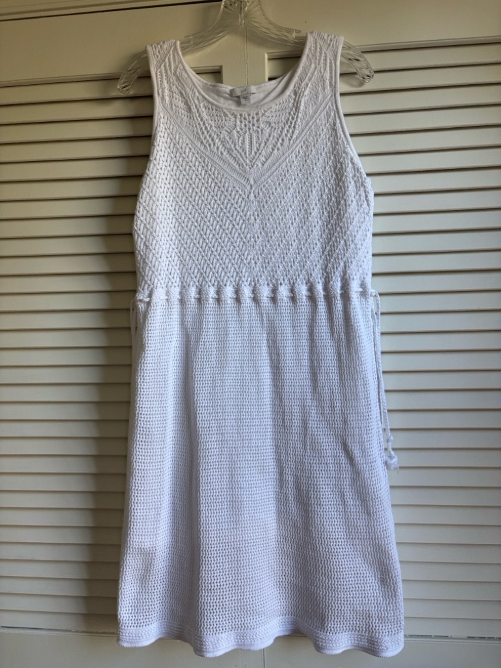 J. Jill White Crochet Sleeveless Knit Dress M